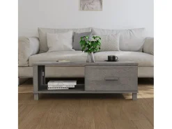 Mesa De Centro| Mesa de centro HAMAR 100x55x35 cm pinho maciço cinza-claro PT939631 Cinzento