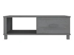 Mesa De Centro* Mesa de centro HAMAR 100x55x35 cm pinho maciço cinza-escuro PT416986 Cinzento
