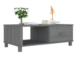 Mesa De Centro* Mesa de centro HAMAR 100x55x35 cm pinho maciço cinza-escuro PT416986 Cinzento