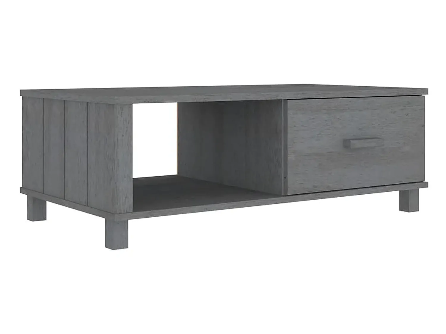 Mesa De Centro* Mesa de centro HAMAR 100x55x35 cm pinho maciço cinza-escuro PT416986 Cinzento