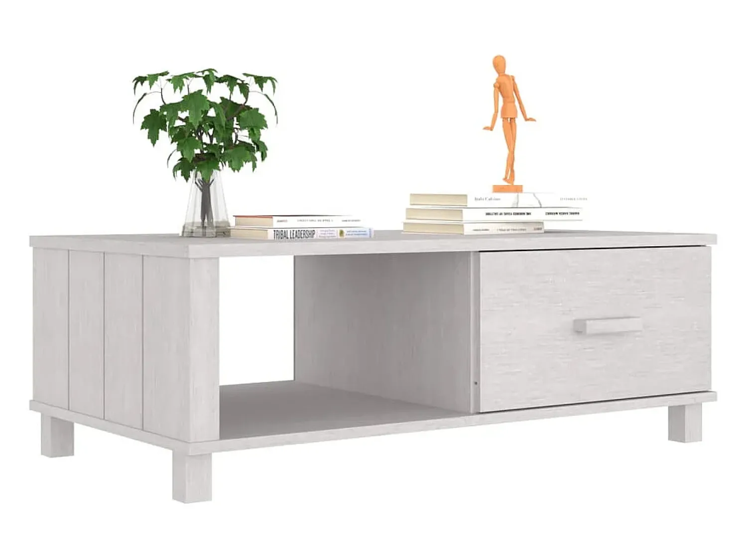 vidaxl Mesa de centro HAMAR 100x55x35 cm pinho maciço Branco