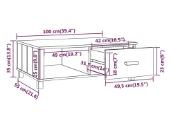 vidaxl Mesa de centro HAMAR 100x55x35 cm pinho maciço Branco