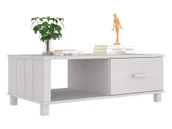 Mesa De Centro* Mesa de centro HAMAR 100x55x35 cm pinho maciço PT126953 Branco