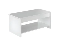 Outlet DKD Home decor Mesa de centro HAPPY contemporânea branca com armazenamento e altura ajustável - L 100 x C 50 cm Branco