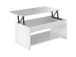 Outlet DKD Home decor Mesa de centro HAPPY contemporânea branca com armazenamento e altura ajustável - L 100 x C 50 cm Branco