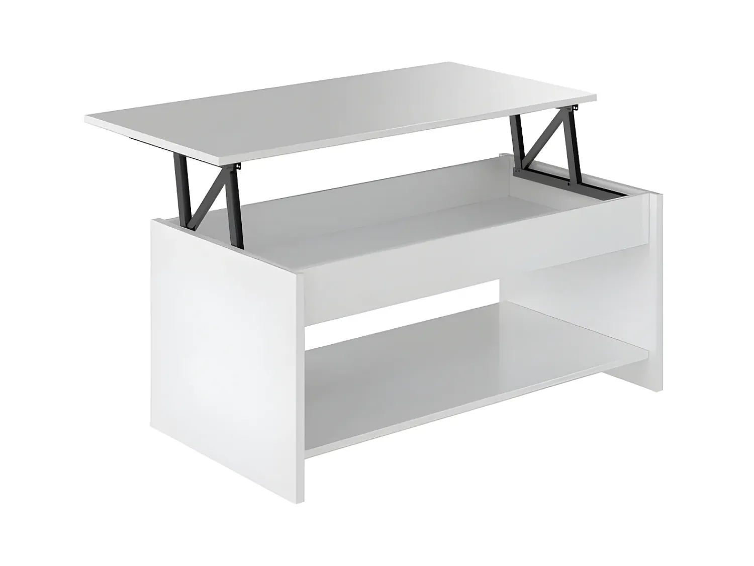 Outlet DKD Home decor Mesa de centro HAPPY contemporânea branca com armazenamento e altura ajustável - L 100 x C 50 cm Branco