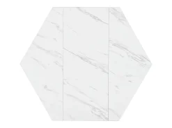 Outlet Mesa de centro hexagonal em mármore - Para sala de estar e sala de jantar - 115,5 x 100 x 75 cm - Preta Preto