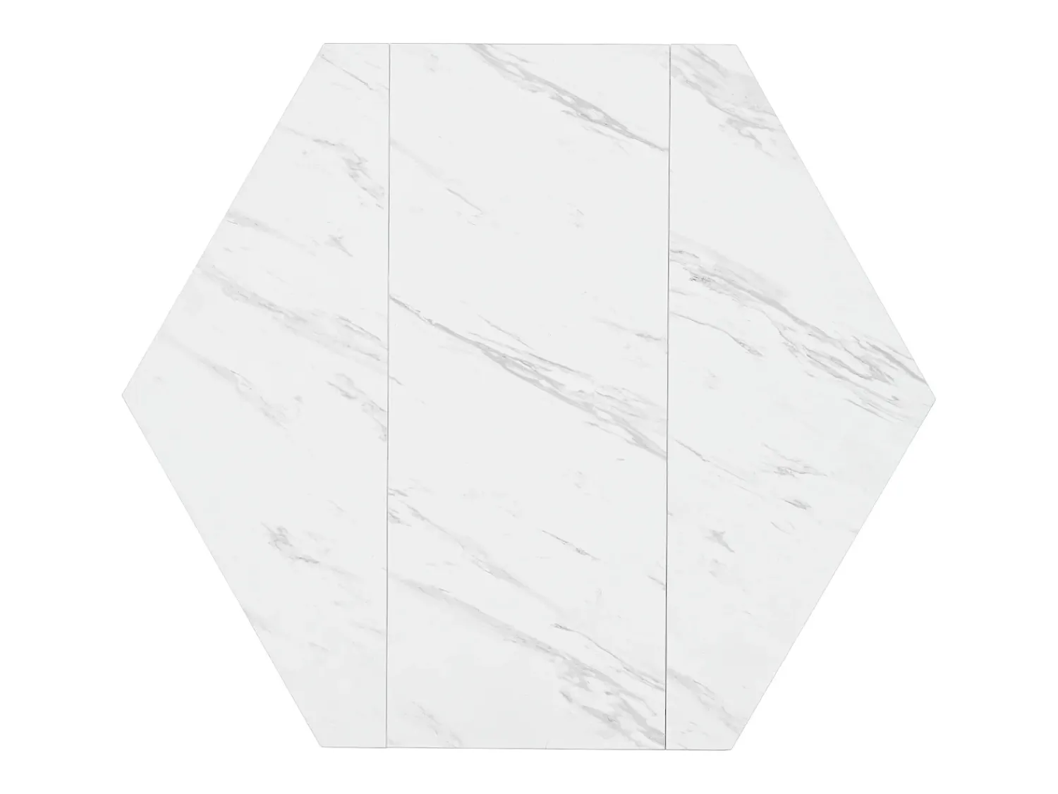 Outlet Mesa de centro hexagonal em mármore - Para sala de estar e sala de jantar - 115,5 x 100 x 75 cm - Preta Preto