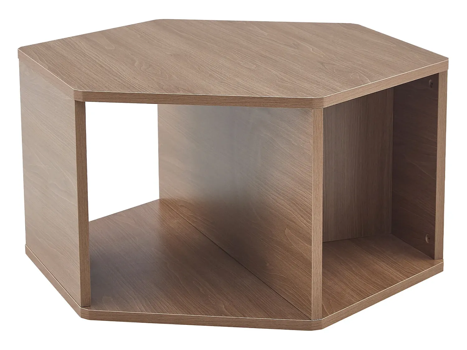 Mesa De Centro|Hauss Spole Mesa de centro hexagonal com espaço de arrumação, 79 x 69,4 x 40 cm - Castanho