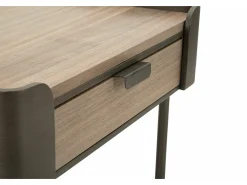 Mesa De Centro*Dmora Mesa de centro Icona, Mesa de centro baixa, Porta-revistas para sofá, Estante de sala, 60x60 h41 cm, Cinza e Castanho Cinzento