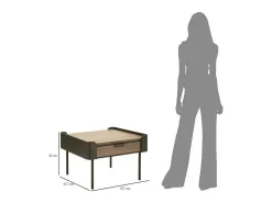 Mesa De Centro*Dmora Mesa de centro Icona, Mesa de centro baixa, Porta-revistas para sofá, Estante de sala, 60x60 h41 cm, Cinza e Castanho Cinzento