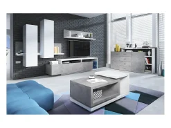 Petits-Meubles Mesa de centro Ilyes branco e betão 60cm^ Mesa De Centro