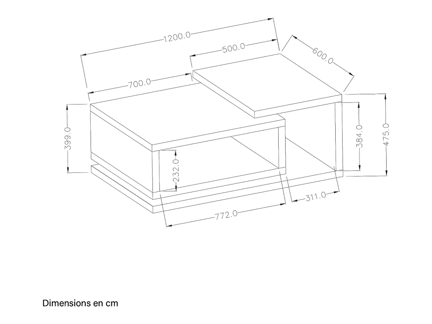 Petits-Meubles Mesa de centro Ilyes branco e betão 60cm^ Mesa De Centro