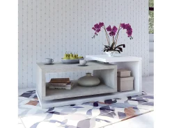 Petits-Meubles Mesa de centro Ilyes branco e betão 60cm^ Mesa De Centro