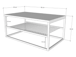 Mesa De Centro*Concept-Usine Mesa de centro industrial com prateleira em madeira natural e metal preto Castanho