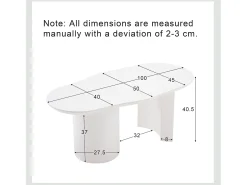 Mesa De Centro|Hauss Spole Mesa de centro irregular branca 100 cm com base cilíndrica estável, em MDF lacado Branco