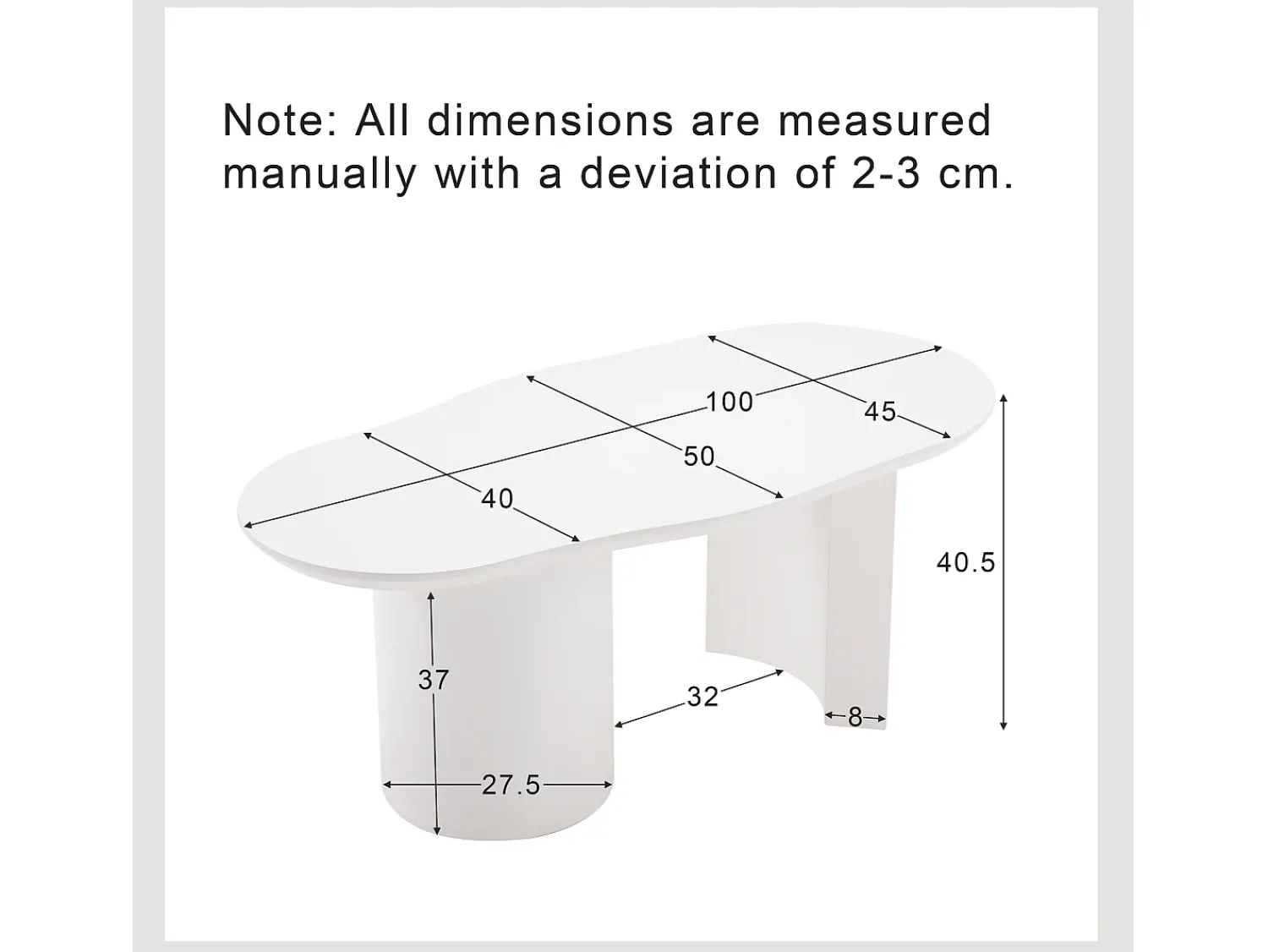 Mesa De Centro|Hauss Spole Mesa de centro irregular branca 100 cm com base cilíndrica estável, em MDF lacado Branco