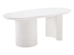 Mesa De Centro|Hauss Spole Mesa de centro irregular branca 100 cm com base cilíndrica estável, em MDF lacado Branco