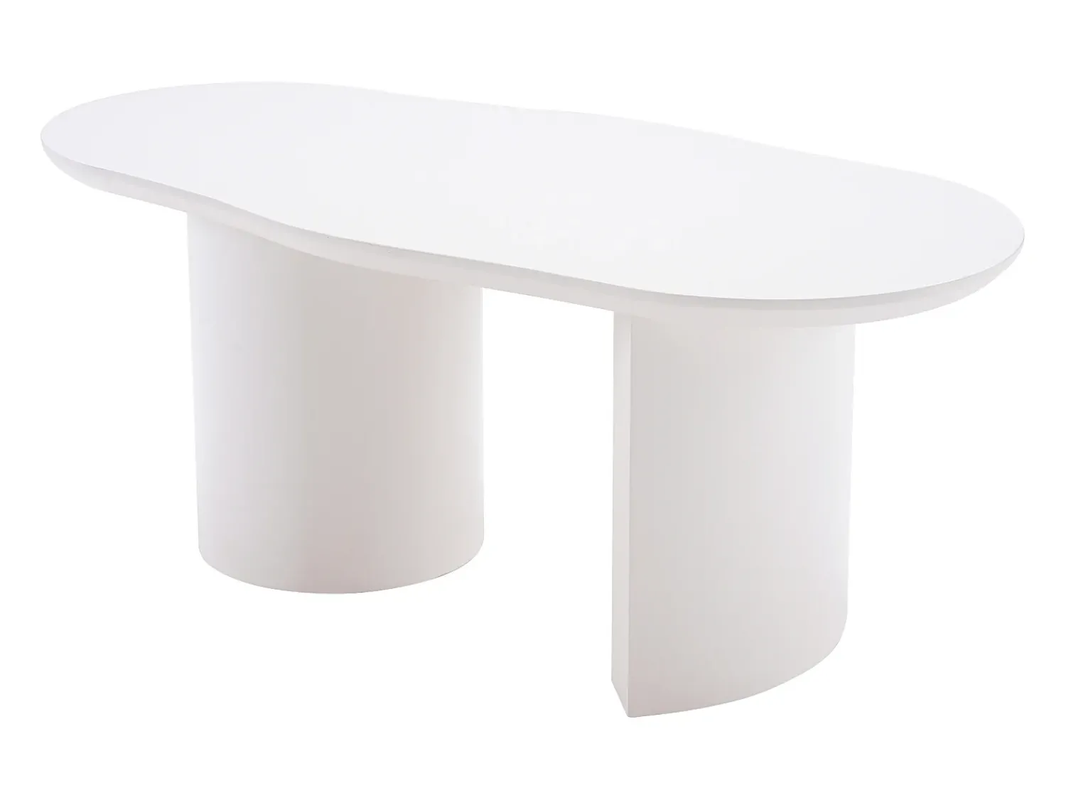 Mesa De Centro|Hauss Spole Mesa de centro irregular branca 100 cm com base cilíndrica estável, em MDF lacado Branco