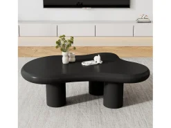 Merax Mesa de centro irregular em formato de nuvem - 97 x 67 x 32 cm - superfície laqueada - MDF - preta^ Mesa De Centro