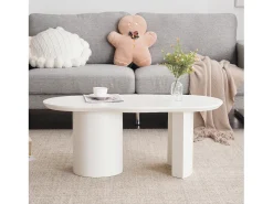 Mesa De Centro*Merax Mesa de centro irregular - 100 x 50 x 40,5 cm - estável e durável - superfície laqueada - MDF - Branco