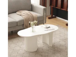 Mesa De Centro*Merax Mesa de centro irregular - 100 x 50 x 40,5 cm - estável e durável - superfície laqueada - MDF - Branco