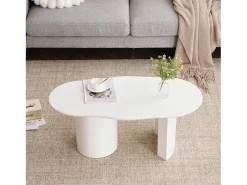 Mesa De Centro*Merax Mesa de centro irregular - 100 x 50 x 40,5 cm - estável e durável - superfície laqueada - MDF - Branco