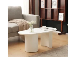 Mesa De Centro*Merax Mesa de centro irregular - 100 x 50 x 40,5 cm - estável e durável - superfície laqueada - MDF - Branco