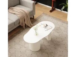 Mesa De Centro*Merax Mesa de centro irregular - 100 x 50 x 40,5 cm - estável e durável - superfície laqueada - MDF - Branco