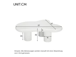 Mesa De Centro*Hauss Spole Mesa de centro irregular em forma de nuvem branca - Madeira MDF 97x67x32cm Branco