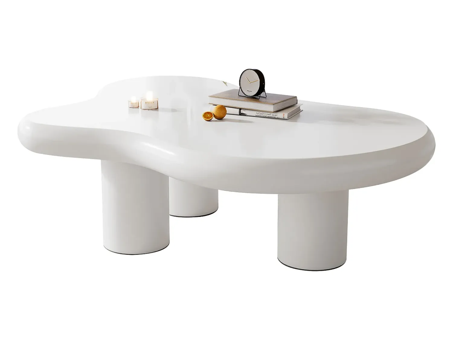 Mesa De Centro*Hauss Spole Mesa de centro irregular em forma de nuvem branca - Madeira MDF 97x67x32cm Branco