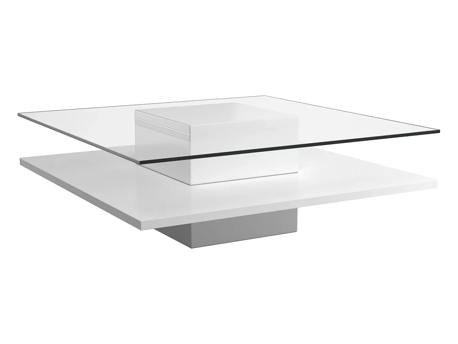 Best Vente-unique Mesa de centro ISANIA - Vidro temperado & MDF - Cor: Branco Transparente / Branco