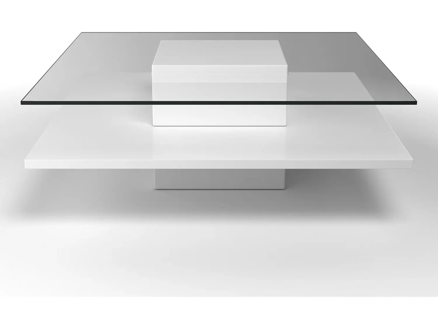 Best Vente-unique Mesa de centro ISANIA - Vidro temperado & MDF - Cor: Branco Transparente / Branco