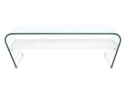 Vente-unique Mesa de centro KELLY - Vidro temperado - Lacada a branco^ Mesa De Centro