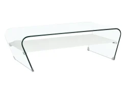 Vente-unique Mesa de centro KELLY - Vidro temperado - Lacada a branco^ Mesa De Centro