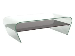 Mesa De Centro*Vente-unique Mesa de centro KELLY - Vidro temperado - Mesinha preta lacada Transparente / Preto