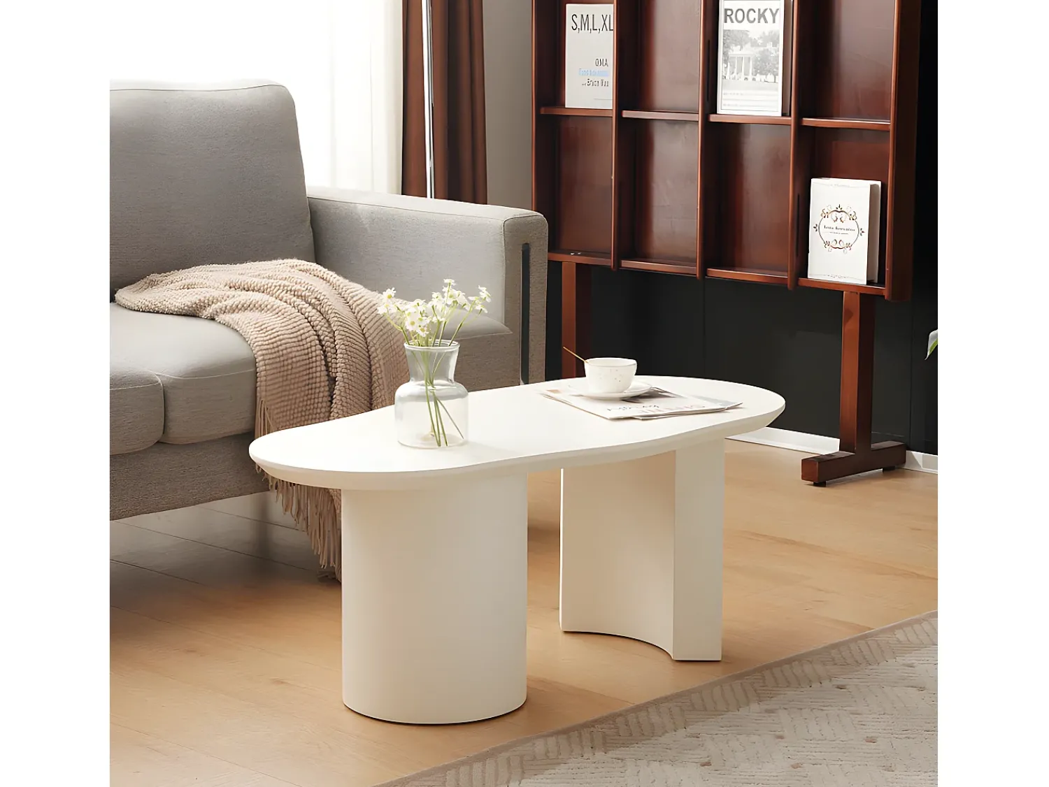 ModernLuxe Mesa de centro L 100cm - com tampo curvo irregular e elegante -^ Mesa De Centro