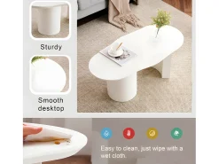ModernLuxe Mesa de centro L 100cm - com tampo curvo irregular e elegante -^ Mesa De Centro