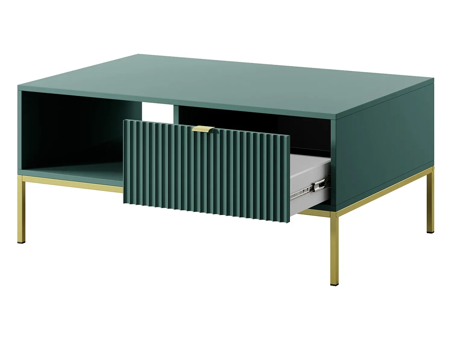 Mesa De Centro| Mesa de centro: labrador, dourado, 104 x 46 x 68 cm, puxadores dourados Verde