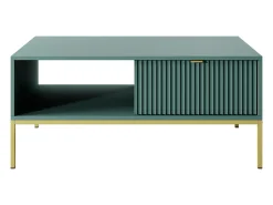 Mesa De Centro| Mesa de centro: labrador, dourado, 104 x 46 x 68 cm, puxadores dourados Verde