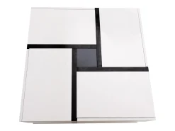 Hauss Spole Mesa de centro lacada de alto brilho com 4 gavetas - Design linear - Branca 78 x 78 x 36 cm^ Mesa De Centro