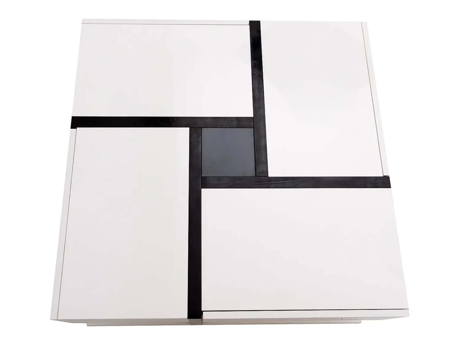 Hauss Spole Mesa de centro lacada de alto brilho com 4 gavetas - Design linear - Branca 78 x 78 x 36 cm^ Mesa De Centro