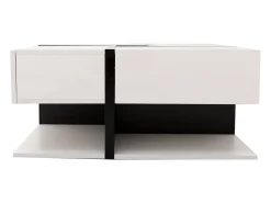Hauss Spole Mesa de centro lacada de alto brilho com 4 gavetas - Design linear - Branca 78 x 78 x 36 cm^ Mesa De Centro
