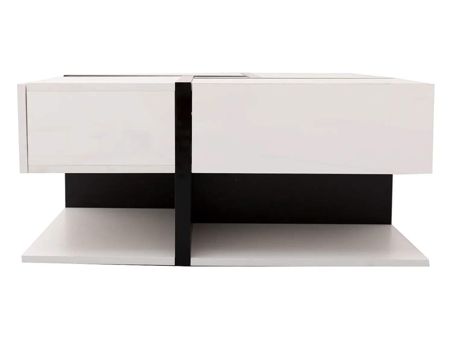 Hauss Spole Mesa de centro lacada de alto brilho com 4 gavetas - Design linear - Branca 78 x 78 x 36 cm^ Mesa De Centro