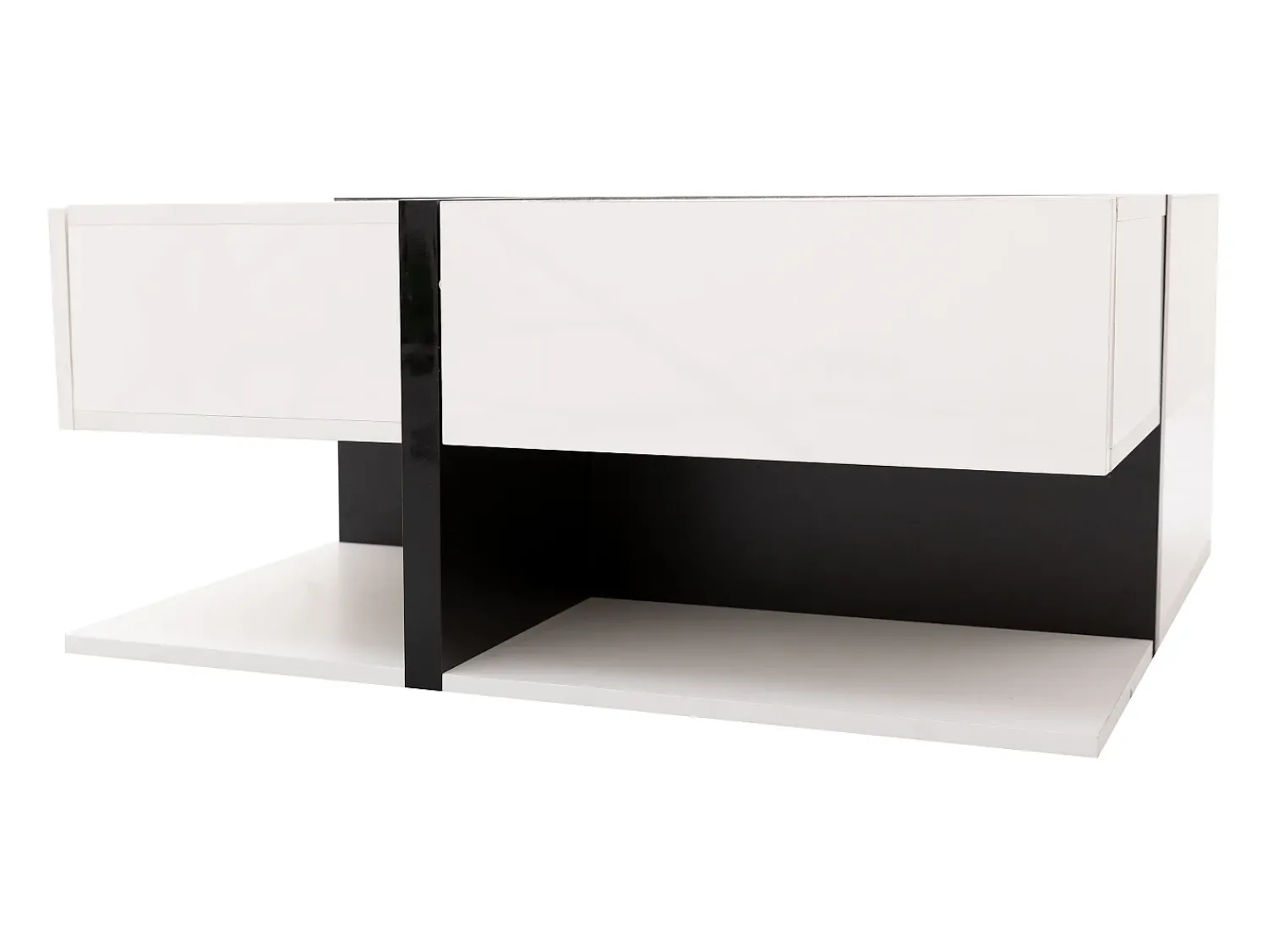 Hauss Spole Mesa de centro lacada de alto brilho com 4 gavetas - Design linear - Branca 78 x 78 x 36 cm^ Mesa De Centro