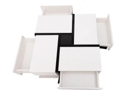 Hauss Spole Mesa de centro lacada de alto brilho com 4 gavetas - Design linear - Branca 78 x 78 x 36 cm^ Mesa De Centro