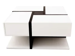 Mesa De Centro|Hauss Spole Mesa de centro lacada de alto brilho com 4 gavetas - Madeira PB - Branca e preta Branco