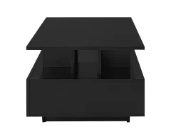 Hauss Spole Mesa de centro lacada de alto brilho com iluminação LED e 2 gavetas - Madeira PB preta^ Mesa De Centro