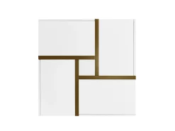 Clearance Hauss Spole Mesa de centro lacada de alto brilho com 4 gavetas - Branca e madeira 78 x 78 x 36 cm Branco