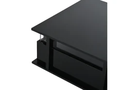Outlet Merax Mesa de centro laqueada de alto brilho - 70 x 70 x 35 cm - com 2 gavetas + LEDs + divisória em acrílico transparente - aglomerado - preta Preto